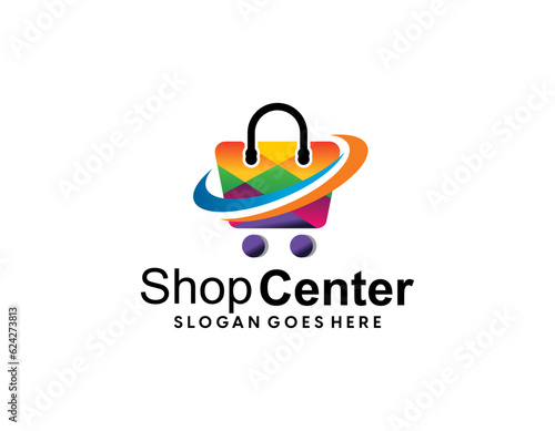 Online shop vector logo for business.