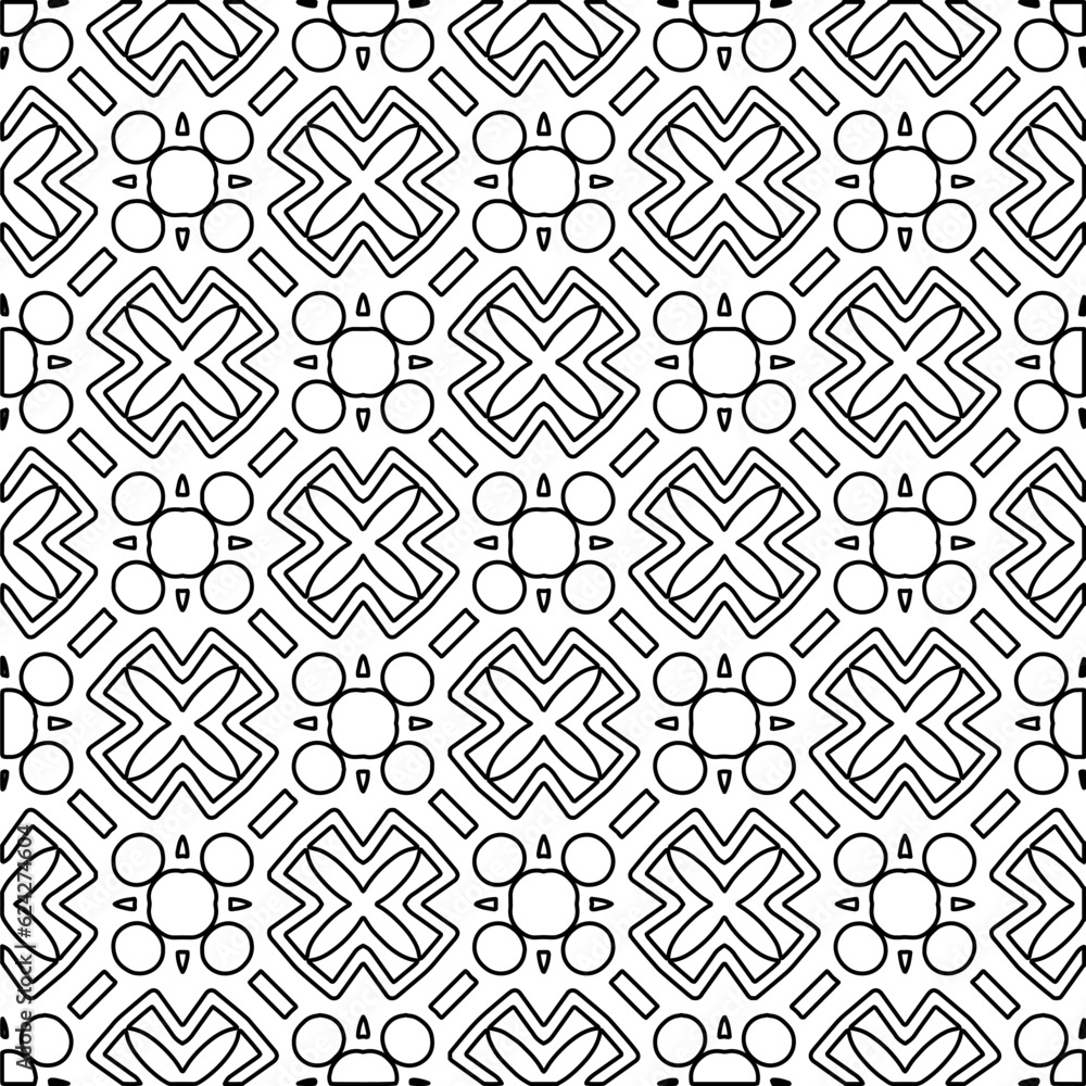 Abstract background with figures from lines. black and white pattern for web page, textures, card, poster, fabric, textile. Monochrome graphic repeating design. Abstract background with figures from lines. black and white pattern for web page, textures, card, poster, fabric, textile. Monochrome graphic repeating design.