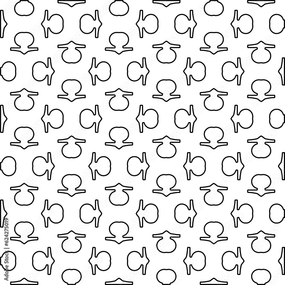 Abstract background with figures from lines. black and white pattern for web page, textures, card, poster, fabric, textile. Monochrome graphic repeating design.