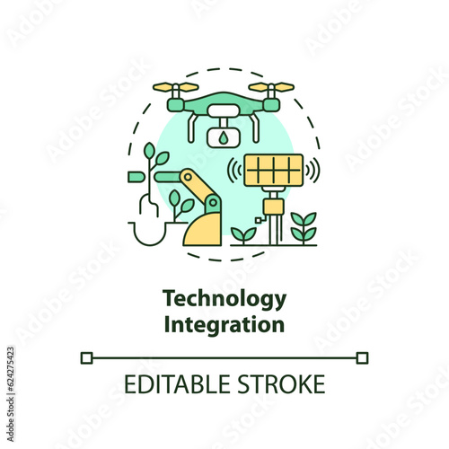 2D customizable technology integration icon representing vertical farming and hydroponics concept, isolated vector, thin line illustration.