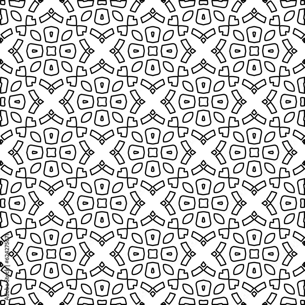Abstract background with figures from lines. black and white pattern for web page, textures, card, poster, fabric, textile. Monochrome graphic repeating design. Abstract background with figures from lines. black and white pattern for web page, textures, card, poster, fabric, textile. Monochrome graphic repeating design.