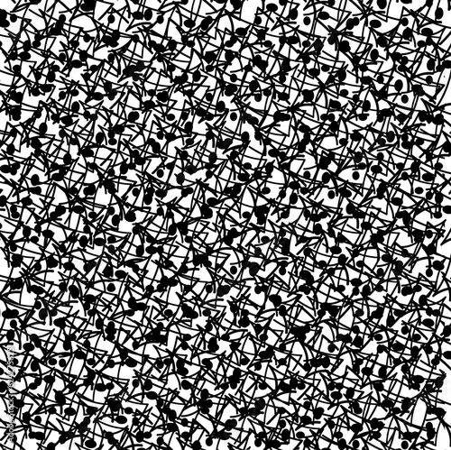Dots glued to lines form a cartoon pattern