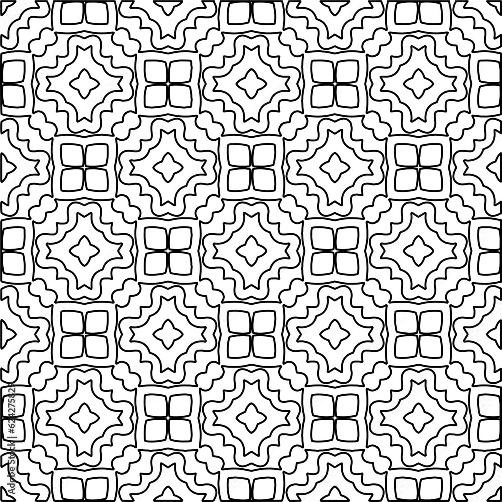 Abstract background with figures from lines. black and white pattern for web page, textures, card, poster, fabric, textile. Monochrome graphic repeating design. Abstract background with figures from lines. black and white pattern for web page, textures, card, poster, fabric, textile. Monochrome graphic repeating design.