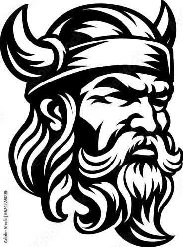 A Viking warrior or barbarian gladiator man mascot face looking strong wearing a helmet. In a retro vintage woodcut style.