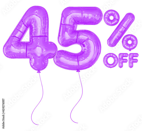 45 Percent Sale off promotion purple Balloon