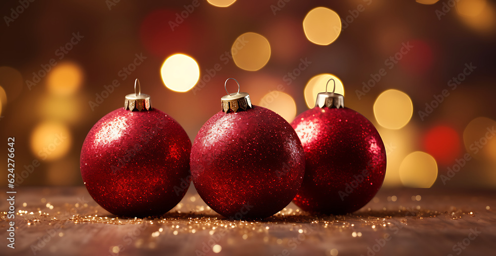 Red Christmas decoration on a bokeh background Red Christmas decoration on a bokeh background