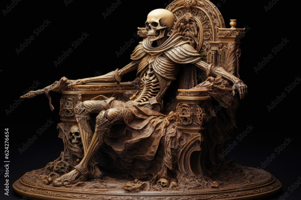 Skeleton king sitting on the throne, dark fantasy Skeleton king sitting on the throne, dark fantasy