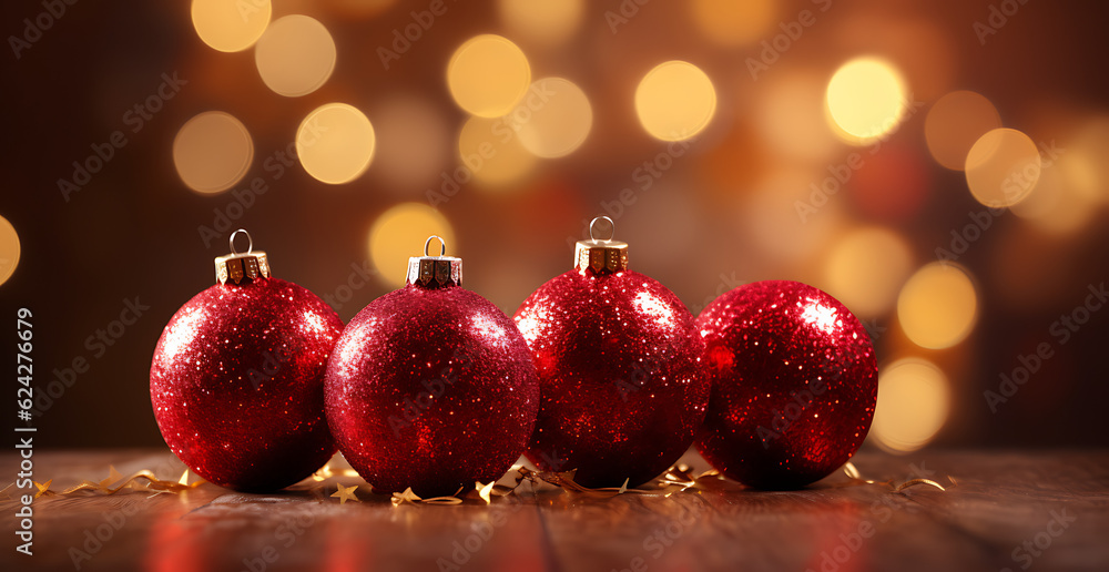 Red Christmas decoration on a bokeh background Red Christmas decoration on a bokeh background