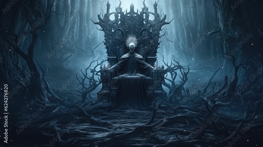 Fototapeta premium the skull king sits on the throne