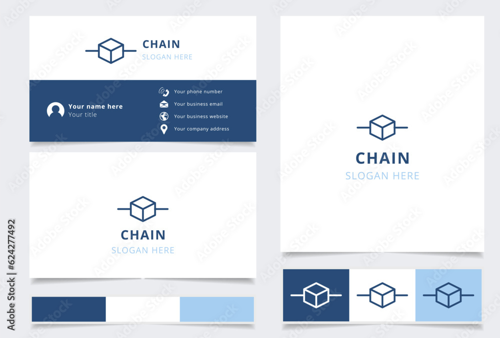 Chain logo design with editable slogan. Branding book and business card template. Chain logo design with editable slogan. Branding book and business card template.