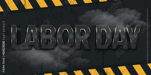 Labor day 3d editable vector text effect 01