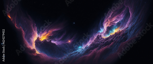 Abstract space background with nebulae and stars.