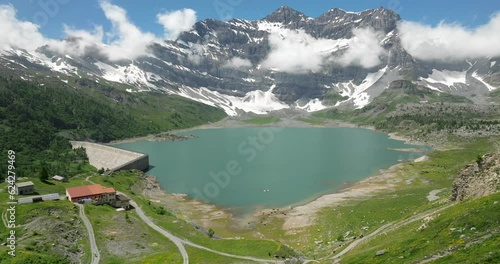 Salanfe dam and lake in the Valais in the mountains in Switzerland photo