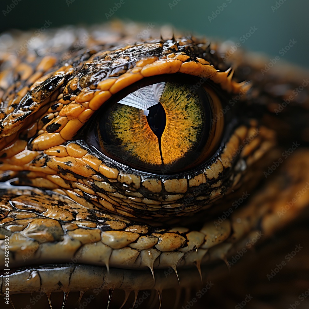 Fototapeta premium close up reptilian eye, generative ai