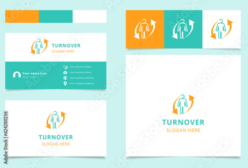 Turnover logo design with editable slogan. Branding book and business card template.