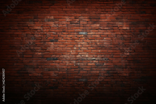 Fotomurale Old red brick wall background, wide panorama of masonry
