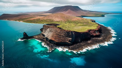 A breathtaking view of a Galapagos island with a stunning landscape. photo