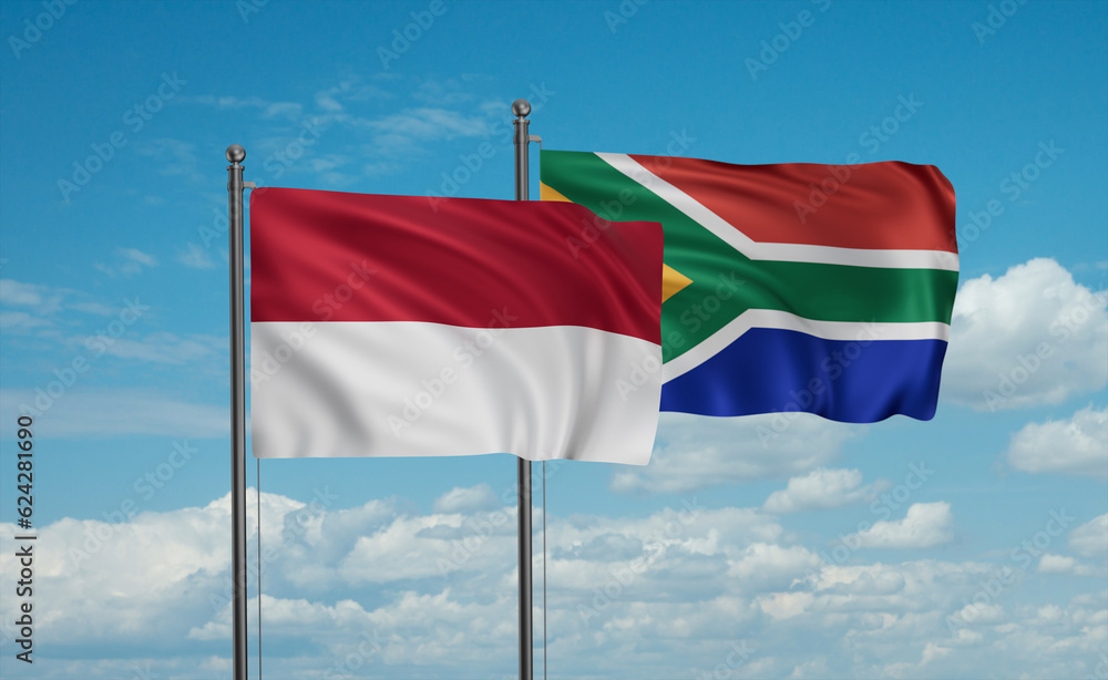 South Africa and Indonesia and Bali island flag South Africa and Indonesia and Bali island flag