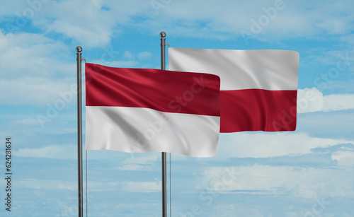 Poland and Indonesia and Bali island flag