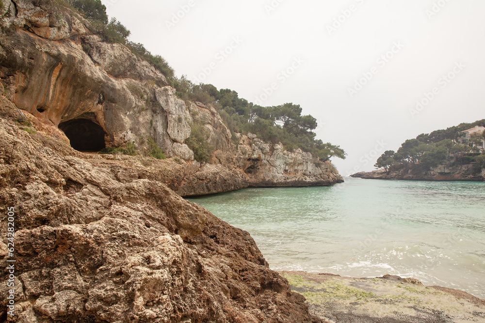 coves of a beach in mallorca spain