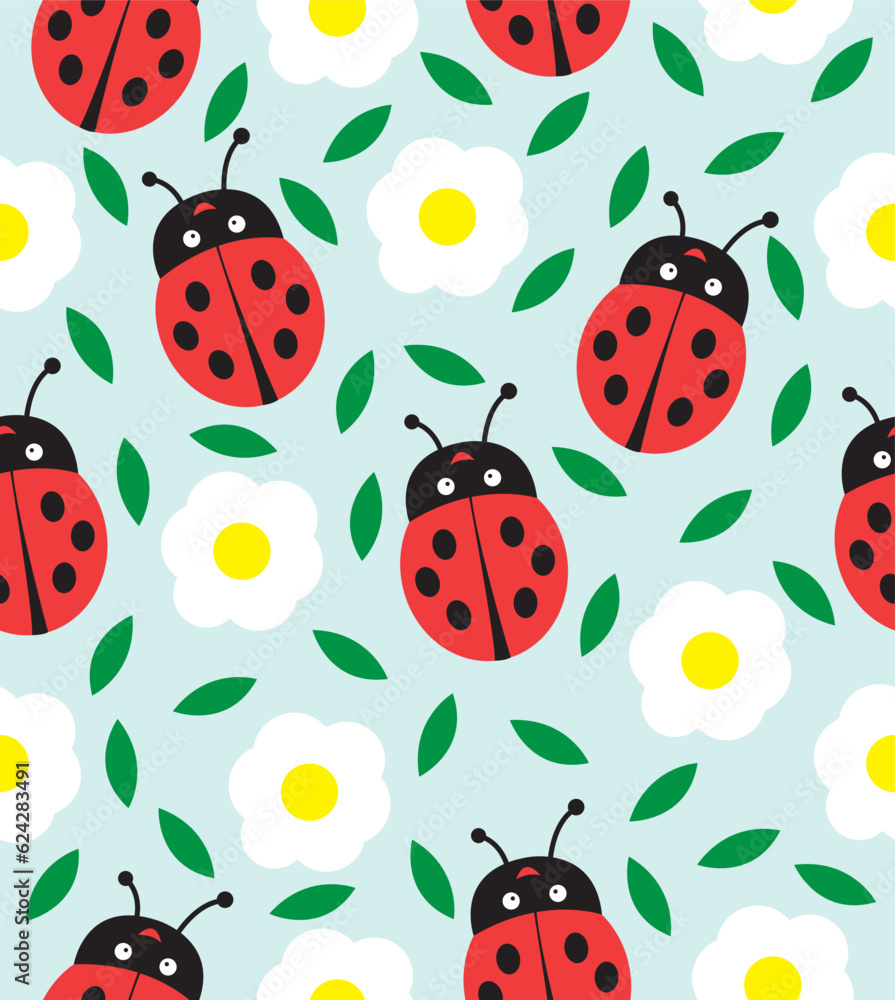 Fototapeta premium seamless pattern with ladybugs