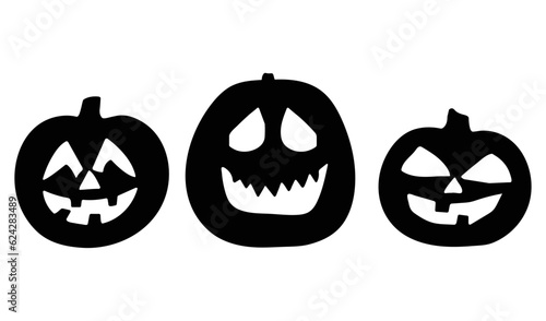 Halloween pumpkins silhouette illustration, jack o lanterns, holiday selebration photo