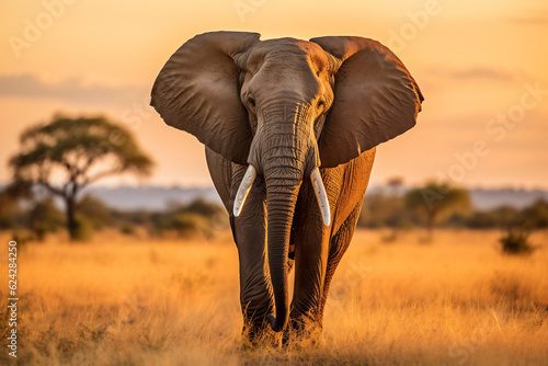 portrait of an elephant, savanna, sunset © Creative Pixels