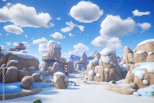 empty 3D cartoon background for kids and animation generative ai creation 
