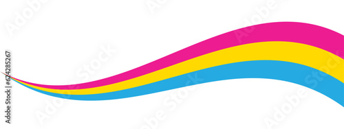 Pink, yellow, and blue colored background, as the colors of the pansexual flag. LGBTQI concept. Flat vector illustration.	