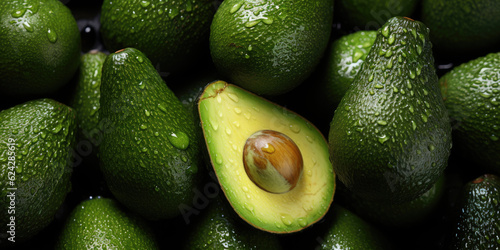 fresh green whole avocados peel