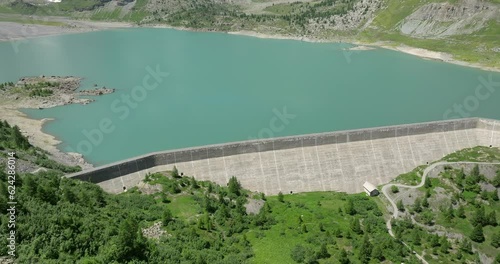 Salanfe dam and lake in the Valais in the mountains in Switzerland photo