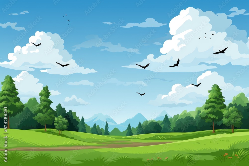 Fototapeta premium empty 3D cartoon background for kids and animation generative ai creation 