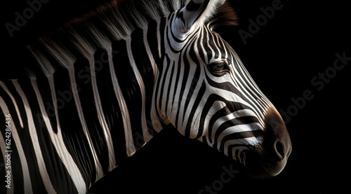 Zebra on a black background  created with Generative AI technology.
