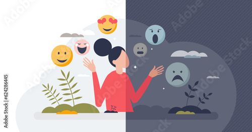 Mental health awareness to understand emotions or feelings tiny person concept, transparent background. Various psychological diseases literacy to recognize depression, frustration.