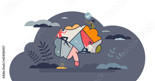 Neurodiversity as brain or mind thinking process variation tiny person concept, transparent background. Various ways to think, reflect and interact to things illustration.