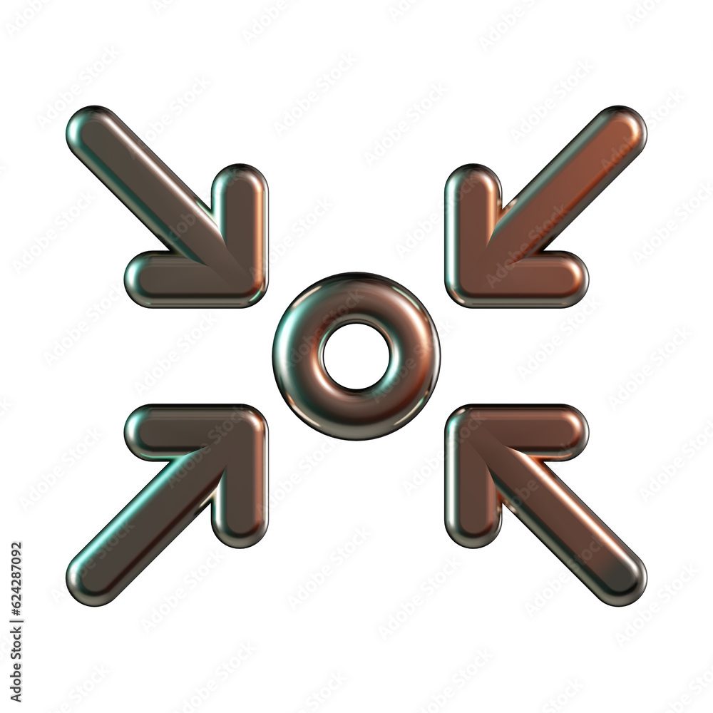 Converge Center Arrow 3D Icon Converge Center Arrow 3D Icon