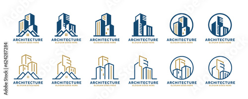 Real estate, architecture, construction logo design vector illustration