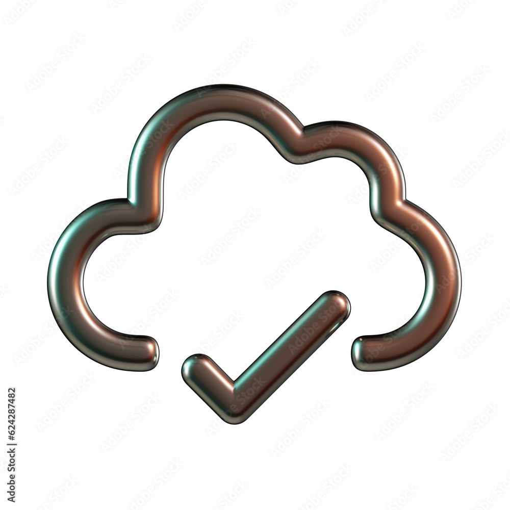 Cloud Check Mark 3D Icon