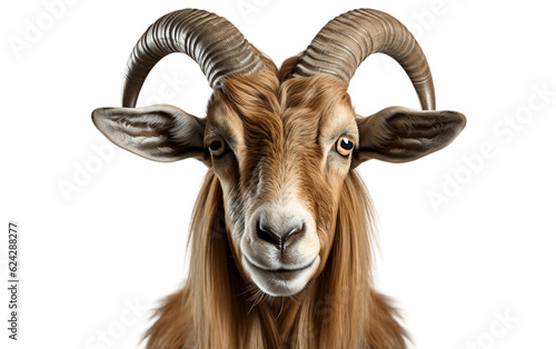 Isolated Goat Face Shot on Transparent Background. Generative AI