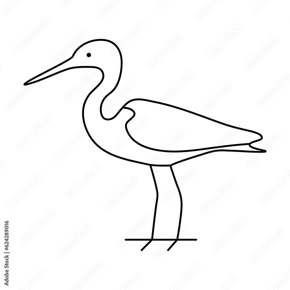 Fototapeta premium Heron bird single line drawing with bird line art vector design