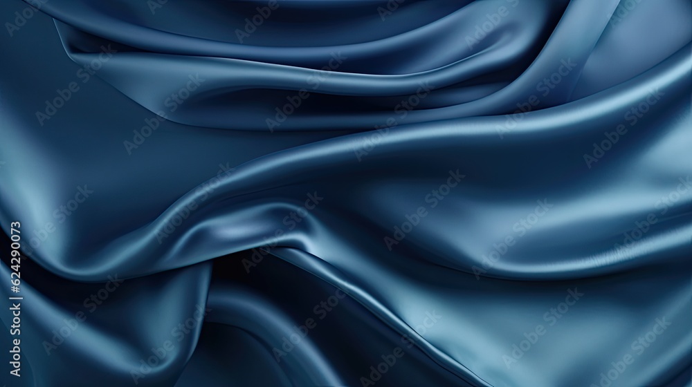 Fototapeta premium Opulent Indigo Charm: Luxurious Dark Blue Silk Satin Background