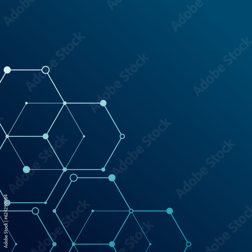 abstract hexagon line illustrations as corner borders or decorative framing element