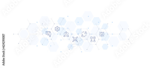People banner vector illustration. Style of icon between. Containing planning, user, agile team, circles, change, confrontation, me.