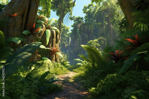 Fototapeta Naklejka Na Ścianę i Meble -  empty 3D cartoon background for kids and animation  generative ai creation 