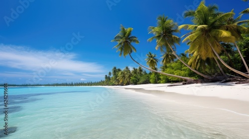 clean beach with coconut trees