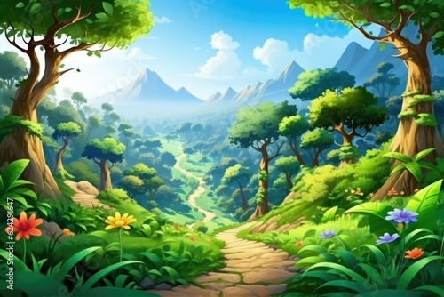 empty 3D cartoon background for kids and animation generative ai creation 