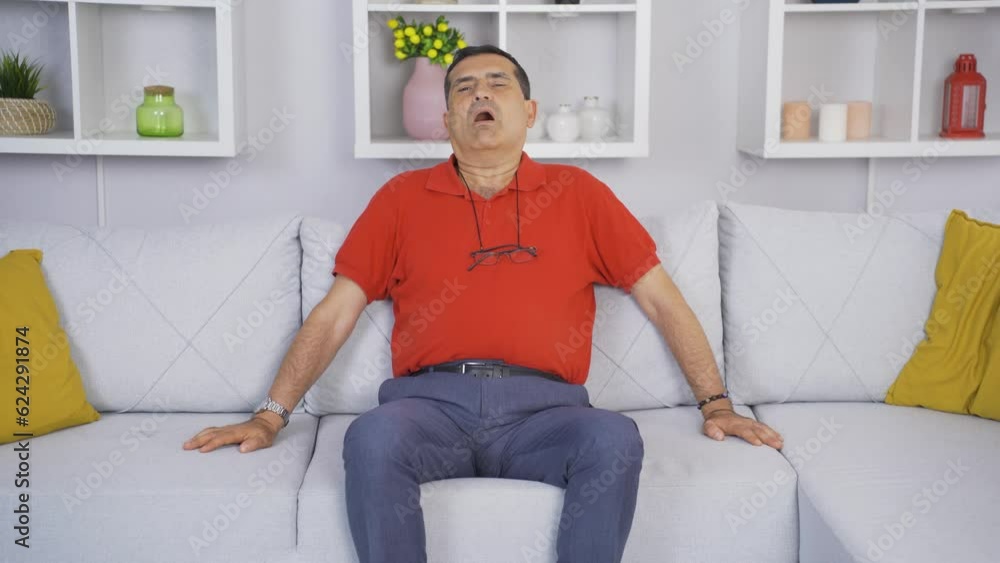Happy man taking deep breaths and relaxing. Happy man taking deep breaths and relaxing.