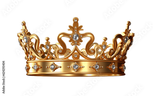 Obraz na plátne Isolated Golden King Crown on Transparent Background