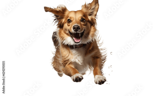 Happy Dog Jumping on Transparent Background. Generative AI