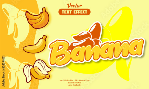 banana text effect with banana icon background